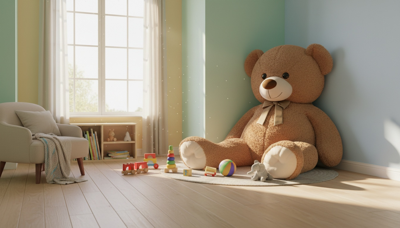 Kinderzimmer mit 180cm XXL Riesen Teddybär als Dekoration